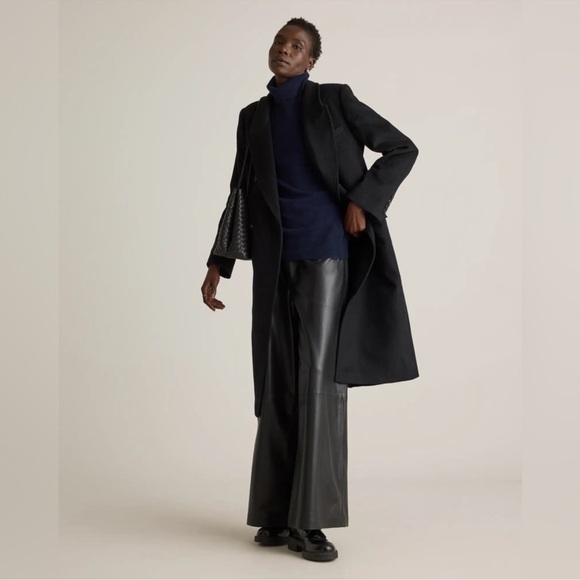 NWOT Quince Black Italian Wool Double-Breasted Slouch Coat Size M - Picture 15 of 16